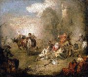 Jean-Baptiste Pater, Soldiers and Camp Followers Resting from a March